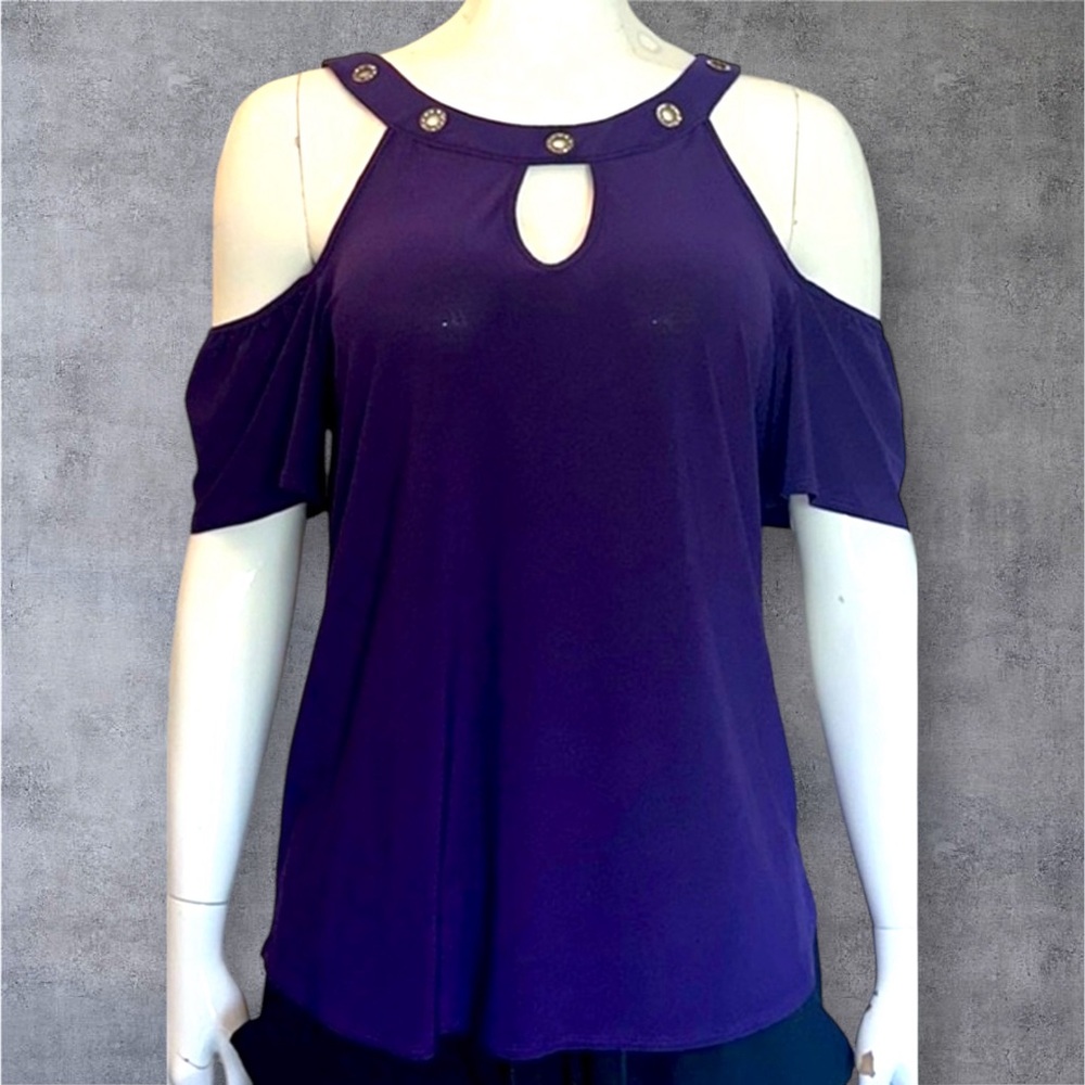 NWT PerSeption Concepts BEAUTIFUL womens blouse (Sleeveless) PURPLE SIZE LARGE